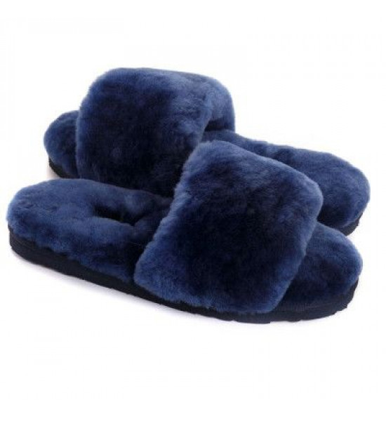UGG Fluff Slide Slippers Navy Blue