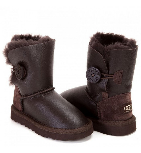 UGG Kids Bailey Button Metallic Chocolate