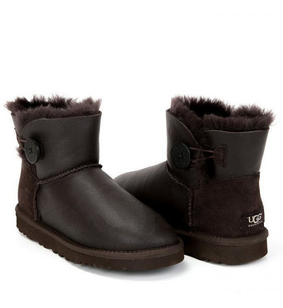 UGG Mini Bailey Button Metallic Chocolate