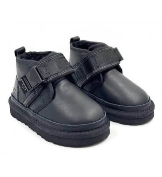UGG Kids Neumel Snapback Leather Black